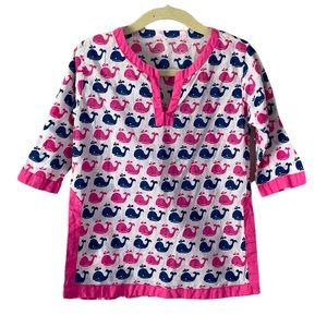Pottery Barn Kids Blue/Pink Whale Swim Cover Up Size 12-18